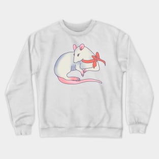 White Rat Red Ribbon Crewneck Sweatshirt